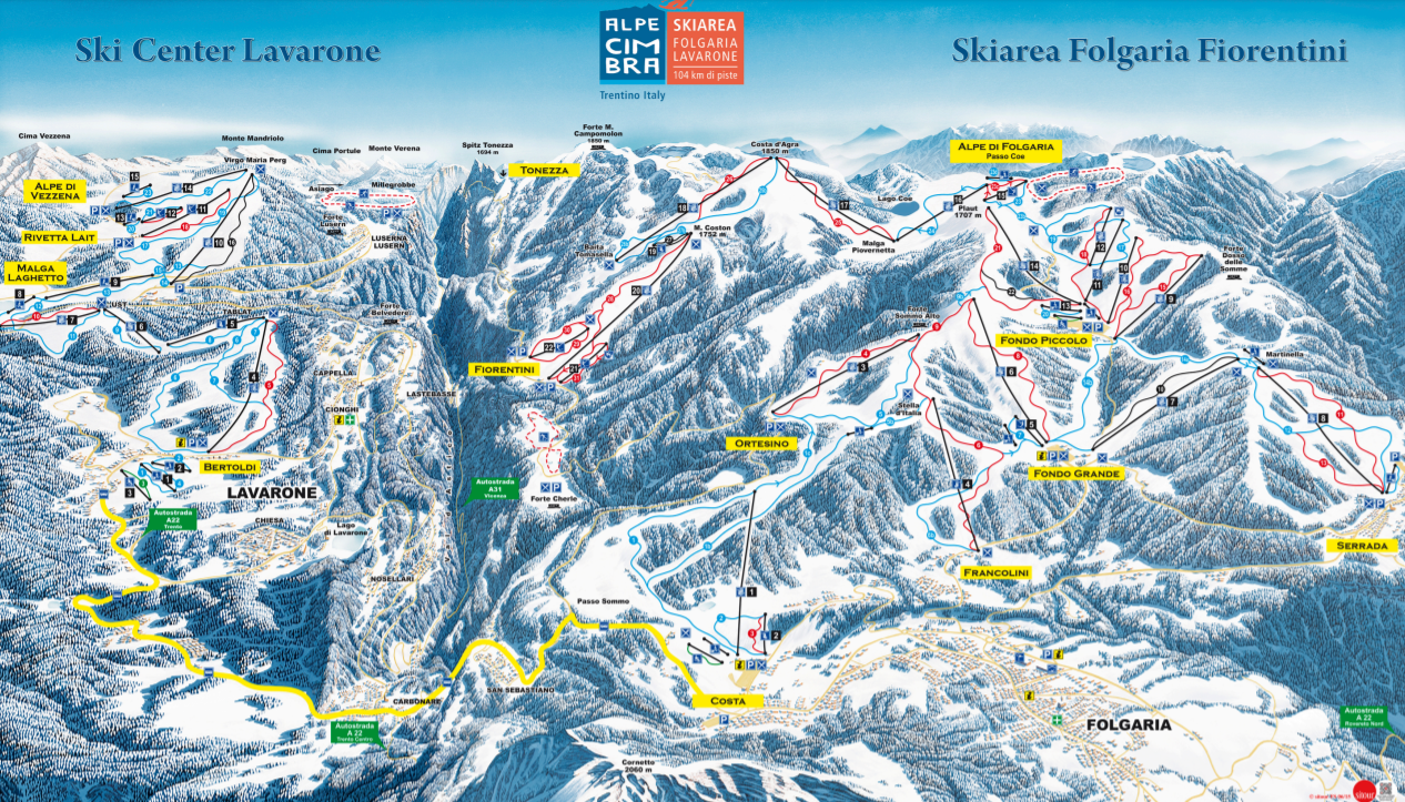 Mapa Folgaria Lavarone Alpe Cimbre